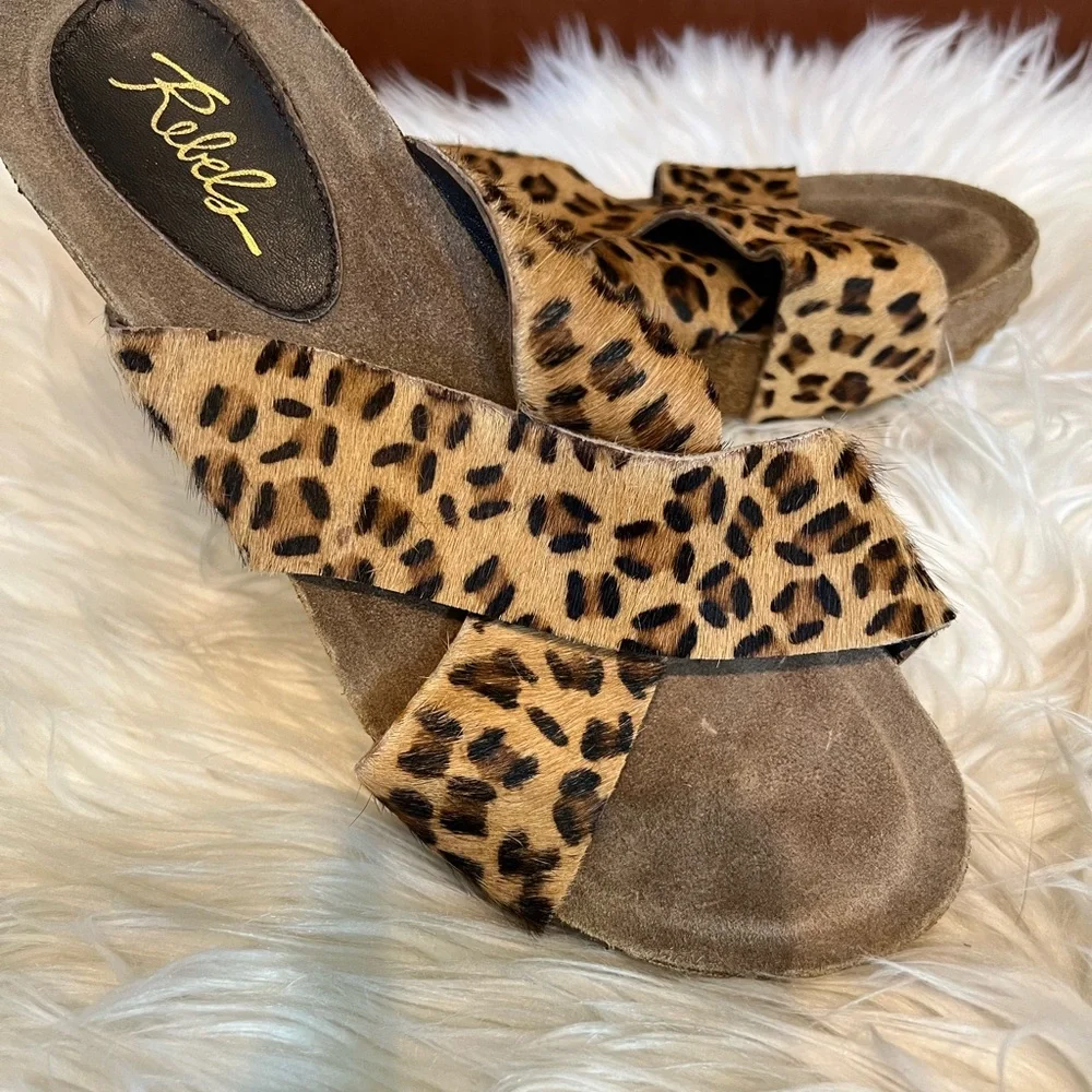 Rebels cheetah Cork Wedge‎ Sandal